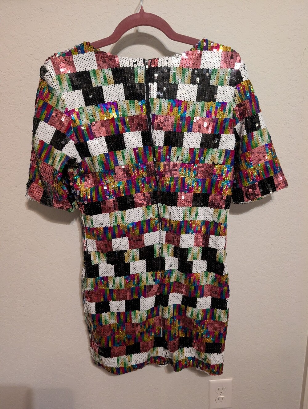 TRUE DECADENCE Multicolor Sequin Checkerboard Dress